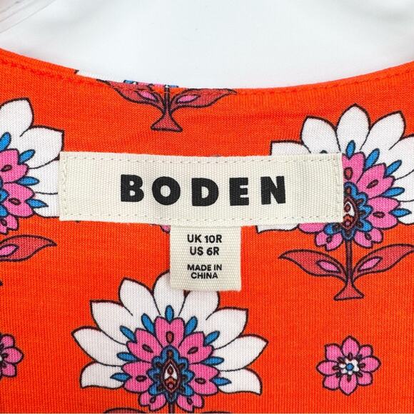 Boden Rebecca Jersey Midi Tea Dress In Passion Geo Orange Size 6R Party Shower - Picture 11 of 15